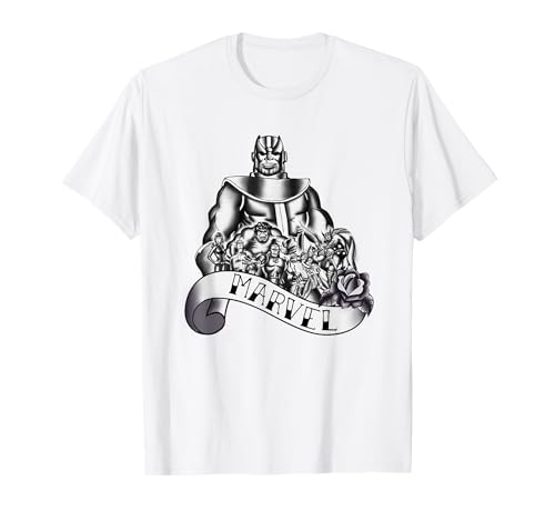 T-shirt Avengers et Thanos Tattoo en coton noir manches courtes