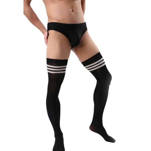 Generic Men's Sissy High Over Knee Socks Femboy Thigh High Stockings for Cross-dressers, Black3