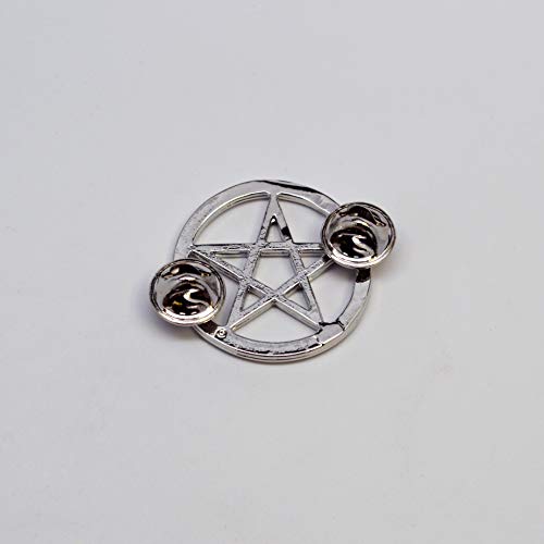 Pentacle Pentagram Jacket or Hat Pin Polished Silver Finish Pewter3
