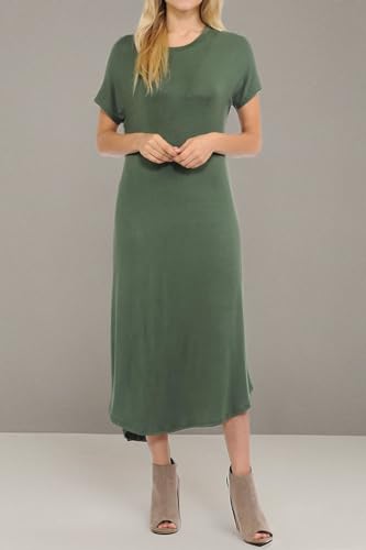Image of iconic luxe Women's A Line Short Sleeve T Shirt Midi Dress Summer Casual