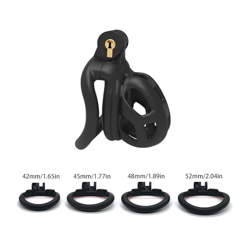 Peniskäfig Chastity Cage mit 4 Gebogenen Ringen Sex Spielzeug für Männer Keuschheitskäfig Herren mit Gürtel und Verstecktem Schloss für Penisfesseln Leichter Penis Käfig aus Harz (Micro)