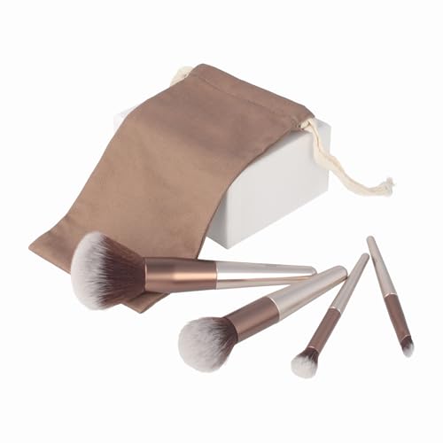 PARSA Beauty Pinsel-Set 5-tlg. – Make-up- & Schminkpinsel für Puder, Rouge, Lidschatten & Concealer – kompakt & ideal für Reisen – inkl. Beutel – Gesichtspinsel-Set, professionelle Beauty Tools