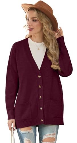 Image of GRECERELLE Women's 2025 Fall Cardigan Sweaters Oversized Open Front Button Knit Outwear Coats with Pockets