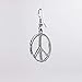 Hippie Peace Sign Dangle Earrings Polished Silver Finish Pewter