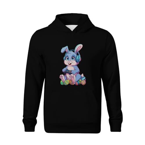 Kids Funny Happy Easter Day Rabbit Gamer Egg Boys Girls Lightweight Kangaroo Pocket Hoodies2