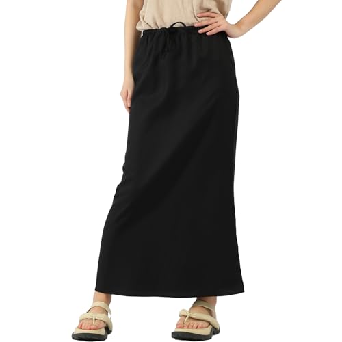 Women's Tencel Linen Skirt with Adjustable Drawstring Ankle-Length Summer Silky Elegant Linen Skirt