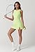 QINSEN Womens Sleeveless Athletic Dress Sleeveless Crew Neck Golf Dress with Shorts Lime Cream M