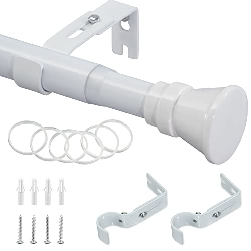 Tringle à Rideau Extensible Avec Embout Plat, 81-128 cm, Tringle à Rideau Blanc, 1 brin, Tringle à Rideau, Acier Inoxydable, Pour Chambres, Salons, Chambres D'enfants Cover