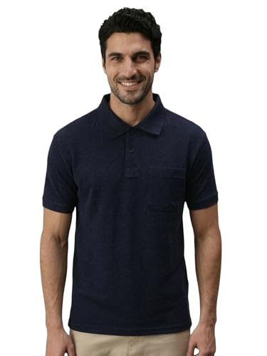 Image of Lux Cozi Men's Polo T-Shirt Regular Fit Half Sleeves with Pocket | Cotton Blend Polo Neck Collar T-Shirt for Men | Casual, Office Comfortable Breathable T-Shirt | Stylish Plain Tee