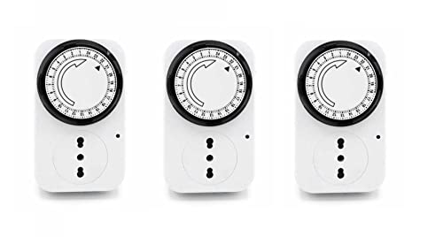 LEOFLA 3 temporizadores Ajustables 24 h con Enchufe analógico programable Enchufe temporizado
