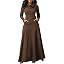 Women Turtleneck Maxi Sweatshirt Brown Dress