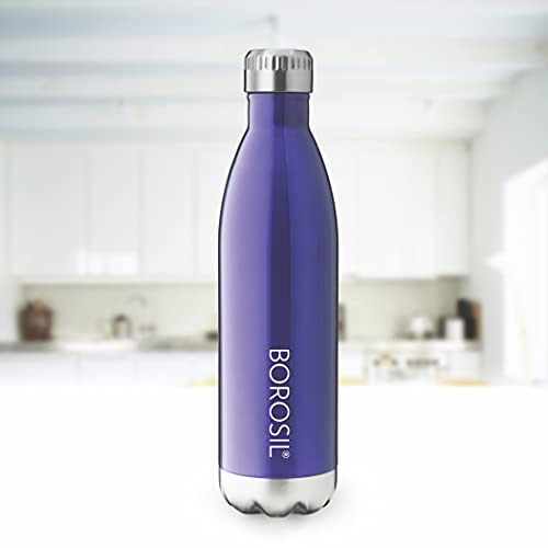 Image of Borosil - Stainless Steel Hydra Trek - Vacuum Insulated Flask Water Bottle, 500 ML, Green & Stainless Steel Hydra Bolt Trans - Vacuum Insulated Flask Water Bottle, Blue, 1L