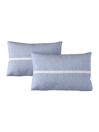 Image of 180 TC Pillow Cover Set of 2 | Pillow Cover Cotton 100% | Pillow Cover Set of 2 King Size | Wrinkle Free & Fade Resistance | Striped Pattern | Standard Size | All Season Use (Light Blue)