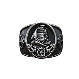 DT Store Vintage Ring Sailboat Ship Rudder Pirate Anchor by Stainless Steel Viking Men's Gothic...
