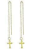 cadenas colgantes de relojes de bolsillo Altura: 110 mm. Ancho: 11 mm. Pendientes de acero inoxidable dorado – Cadena colgante – Cruz