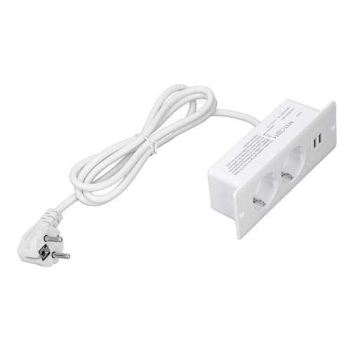 Aumotop Toma de Corriente Integrada Precisa con Puertos USB Toma de Escritorio Empotrada en el Escritorio Hub Alimentación para Montaje en Muebles Regleta, Solución Ahorro Espacio para la Oficina