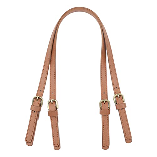 2PCS Brown Detachable PU Leather Shoulder Bag Straps Purse Straps Adjustable Handbags Strap Replacemenwith Adjustable Buckle