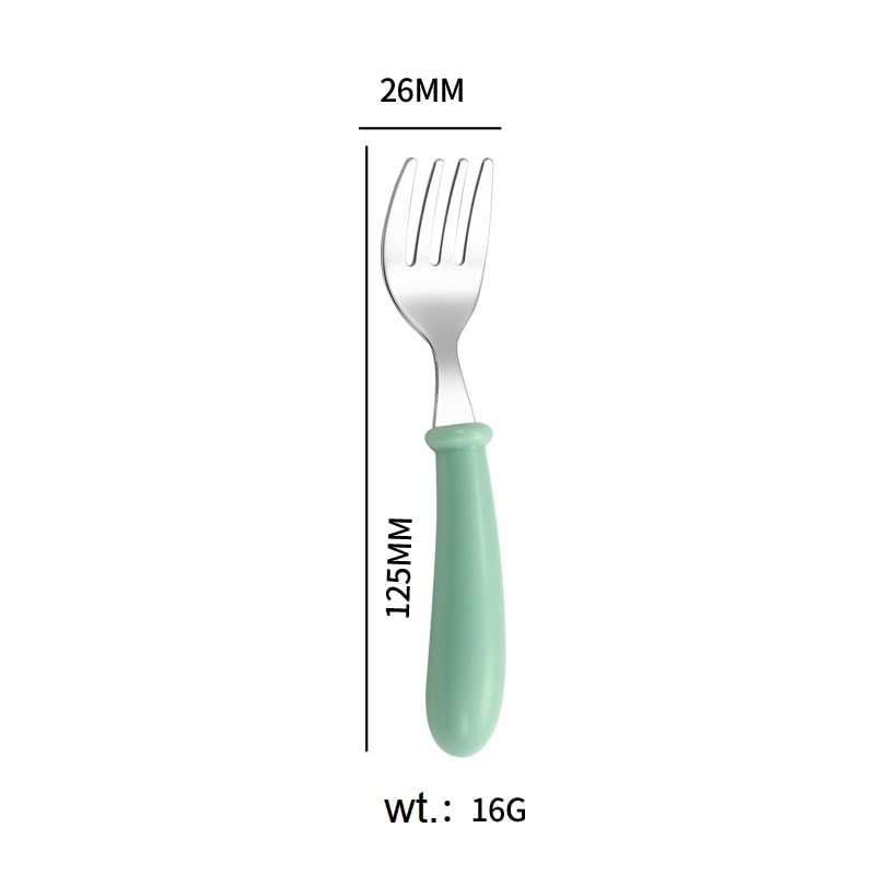 Image of 2-Piece Portable Cutlery Set for Lunch Box - Metal Spoon & Fork with Plastic Handle and Travel Storage Box | Reusable Tableware for Office, School, Home, Travel (Green)