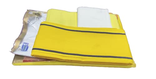 pps textiles Men's 5 - Piece Pandit Dhoti Set, Lemon-Yellow color | Unstitched Kurta, Angocha, Vest, Hanky-picture-25