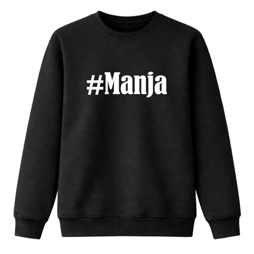 Sweat-shirt Hashtag #Manja pour toute la famille en noir bleu et blanc size 128
