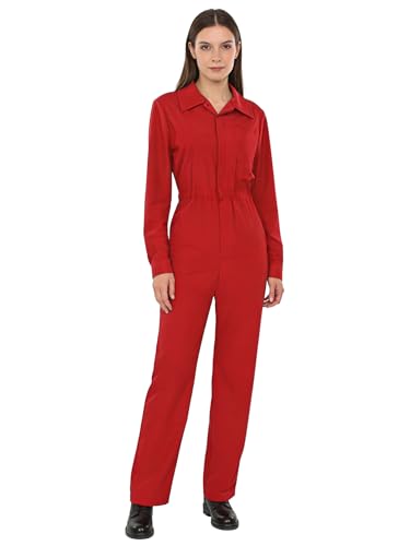 iiniim Ladies Heavy Duty Boiler Suit Regular Workwear Boiler Suit Coverall Overall Tuff Workshop Warehouse Red S