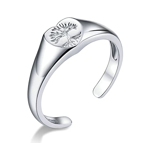 Bague arbre de vie gravée et ajustable en argent pour femme