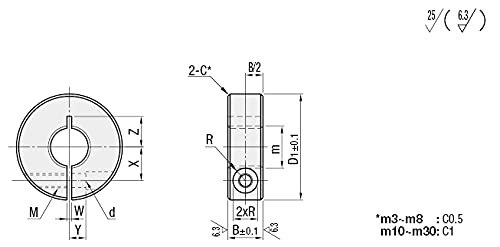 Shaft Collars - Threaded I. D., Slit One Piece Clamp-on 20mm 1pc