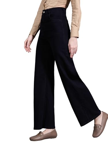Image of Miss Chase Women's Wide-Leg High-Rise Regular-Length Stretchable Shaping Denim Jeans