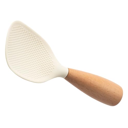 NAMOARLY Rice Spoon Multipurpose Scoop Table Spoon Scoop for Rice Large Spoon Rice Scoop Nonstick Rice Paddle Rice Paddle Spoon Food Scoops Silicone Spoon Non Stick Scoop Wooden White