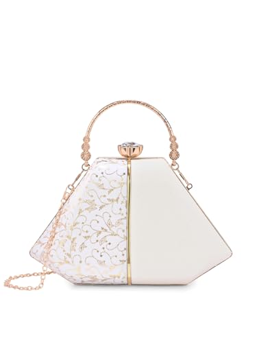 Image of TOOBA Handicraft Women's Beautiful Bling Box Clutch Bag | Evening Bag, Bridal Purse & Party Handbag | Wedding & Special Occasion Clutch (Mix Pyramid)