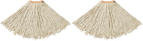 Image of Rubbermaid Commercial Products Dura Pro Large 24 OZ Cotton Wet Mop, 1 inch Headband, White, for Industrial /Professional General Purpose Floor Cleaning or One-Time Use (Pack of 2)