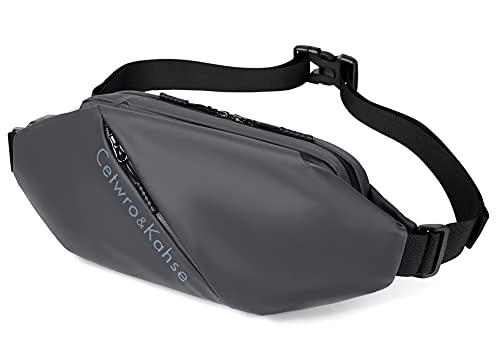 FSD.WG Fanny Pack Waist Packs with Extender for Men,Large Crossbody Bag Hip Pack with 3-Zipper Pockets Adjustable Straps for Casual Travel Hiking Running Outdoor Sports