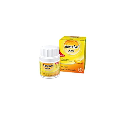 Supradyn Ativa: Multivitamínico com Vitaminas C, D e Complexo B em Comprimidos Amarelos, com 30 Unidades