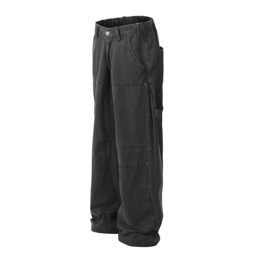 Jeans Pants Trousers Denim Retro Trendy Street Splicing Black Gray Loose Commuter Straight for Men4