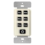 TOPGREENER 4-Hour No Neutral Wire Countdown Timer Switch, 5-10-30-60 Min 1-2-4 Hour Settings, for Fans and Lights, 120VAC 60Hz, 1/2HP, 150W LED, UL Listed, TGT06-4H-JT-LA, Light Almond