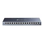 TP-Link SG116 Switch Ethernet 16 Ports RJ45 Métal Gigabit 10/100/1000 Mbps, RJ45, 16 Ports gigabit avec Position Bureau ou au Mur, Garantie à Vie Idéal PME et TPE