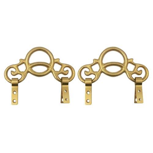 Image of Tiazza 2Pcs Chinese Style Vintage Brass Picture Frame Hook Hanger Decorative Painting Mirror Hanger (Brass)