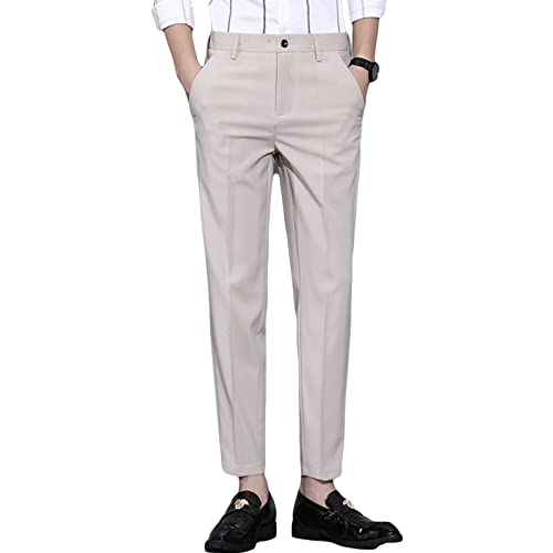 Men's Business Comfort Pant Casual Straight Fit Tapered Wedding Suit Pant Classic Lightweight Loose Fit Trousers