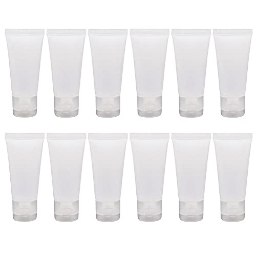 QUUPY 24Pcs 50ml/1.7oz Empty Refillable Plastic Squeeze Cosmetic Soft Tube Vial Bottles with Flip Cover Makeup Travel Sample Packing Storage Toiletries Container for Facial Cleaner Body Lotion