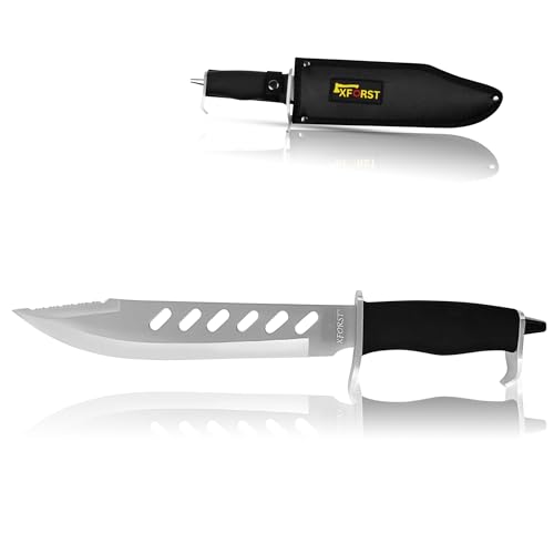 Xforst Rambo Machete - Hochwertiges Outdoor Survival Messer 38 cm Gesamtlänge, Kunststoffgriff und Aufbewahrungsscheide aus Oxford-Stoff