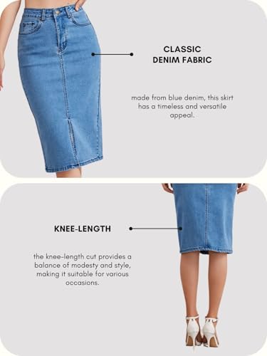 Image of GRECIILOOKS Denim Skirt for Women | Long Skirt for Women | Skirt for Women | Denim Skirt for Women Long | Pencil Skirt for Women