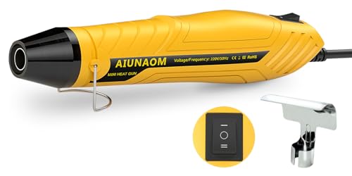 AIUNAOM 450W Mini Heat Gun Dual Temp 250C/450C Fast Heat Hot Air Gun with Overload Protection & Reflector Nozzle for Crafts Shrink Tubing Resin Candle Making & DIY(Yellow)