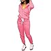 CLOCOR Track Suits for Women Set - Long Sleeve Casual Pullover Hoodie Solid Color Sport Suits with Pocket Pink-XL