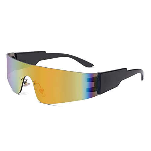 Image of COASION Wrap Around Sunglasses for Women Men Trendy Rimless Futuristic Shades Y2k Shield Flat Top Fashion Eyeglasses