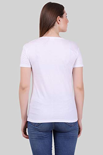 Image of FLEXIMAA Women's Cotton Plain V Neck Half Sleeve T-Shirt