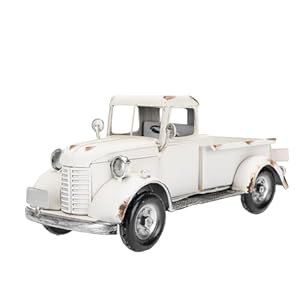 SOFFEE DESIGN 12in Collectible-Vehicles Classic Truck, Pick-up Model Iron Decorations, Collectible Figurine Desktop Car Wine Holder for Home Decor, White