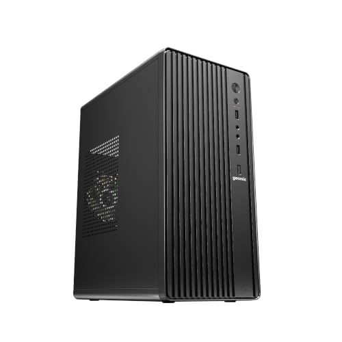 Image of Geonix Optima L1 Micro-ATX PC Cabinet with 200W in-Built SMPS, Mini-ITX Support, SSD & HDD Support, 4 Expansion Slots, Top PSU Design, USB & Audio Ports, Durable SPCC Steel Computer Case