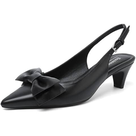 Susanny Black Slingback Kitten Heels for Women Stiletto Closed Pointed Toe Dress Shoes Heels Sexy Kitten Pumps Wedding Party Evening Prom Dance Ankle Strappy Dressy Shoes 8.5 Cover
