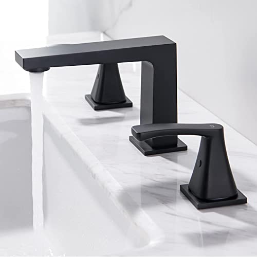 Robinet de lavabo cascade noir à 3 trous pour salle de bain - 4