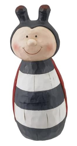 itsisa Zaunhocker Marienkäfer H: 23 cm aus Terrakotta - Zaun Deko Garten, Tierfigur Pfostenhocker, Zaunfigur, Gartendeko, Metalldeko